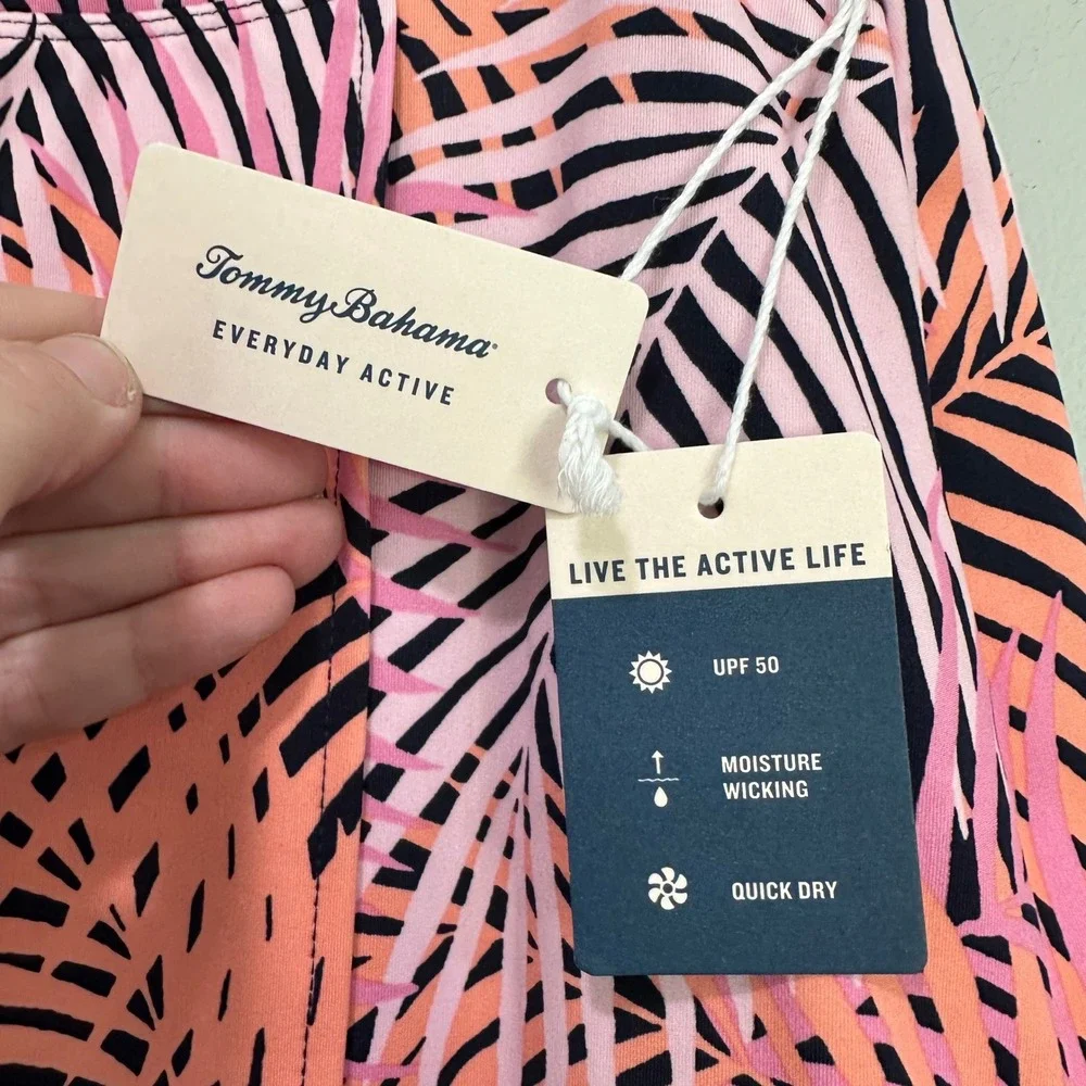 Tommy Bahama Everyday Active Skirted Leggings Pink‎ Orange Palm Print small